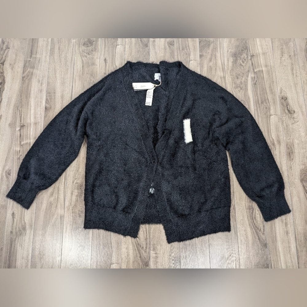 Mr.Saturday Mohair Black Cardigan Size Extra Large NWT